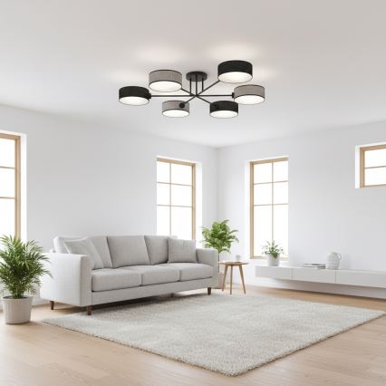 Plafonnier MAGA 6xE14/10W/230V noir/gris