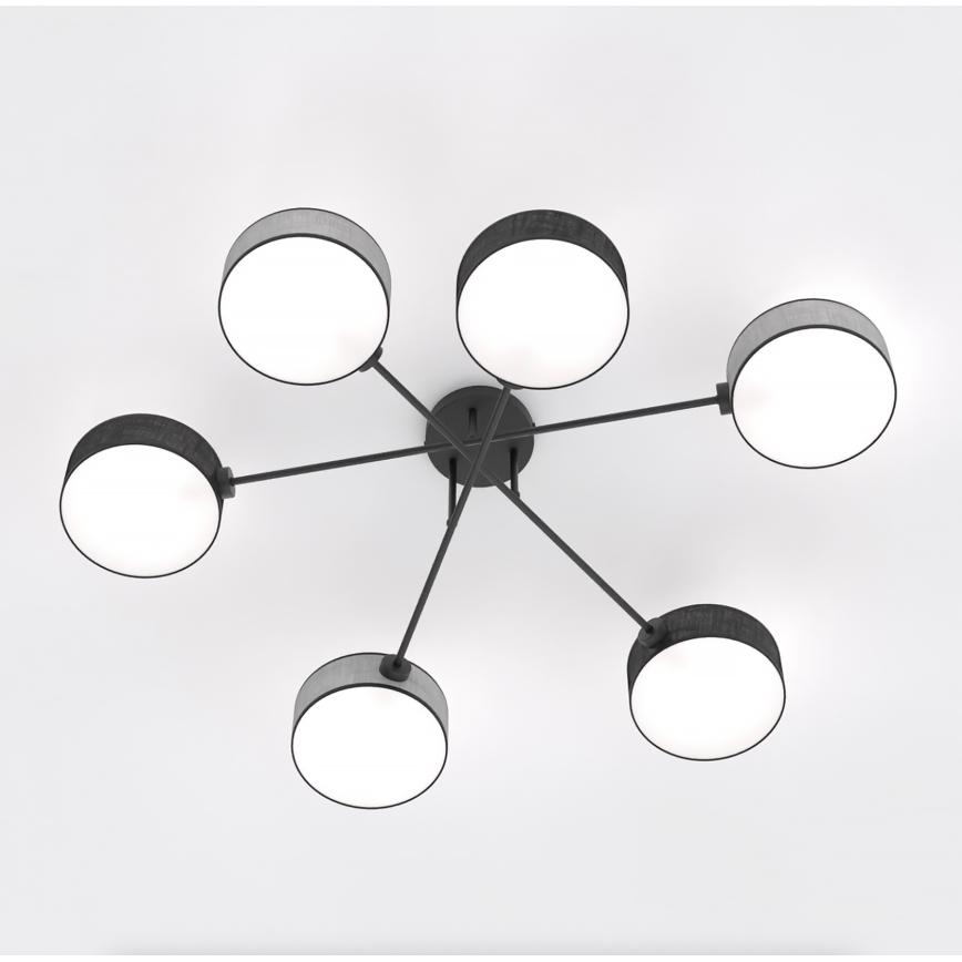 Plafonnier MAGA 6xE14/10W/230V noir/gris