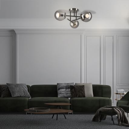 Plafonnier MALENA 3xE14/5W/230V noir/gris