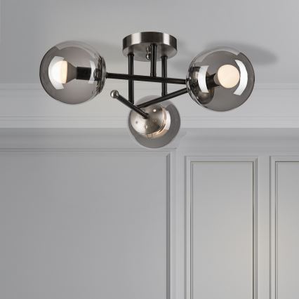 Plafonnier MALENA 3xE14/5W/230V noir/gris