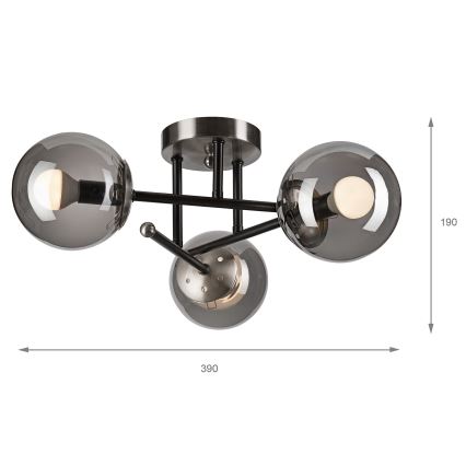 Plafonnier MALENA 3xE14/5W/230V noir/gris