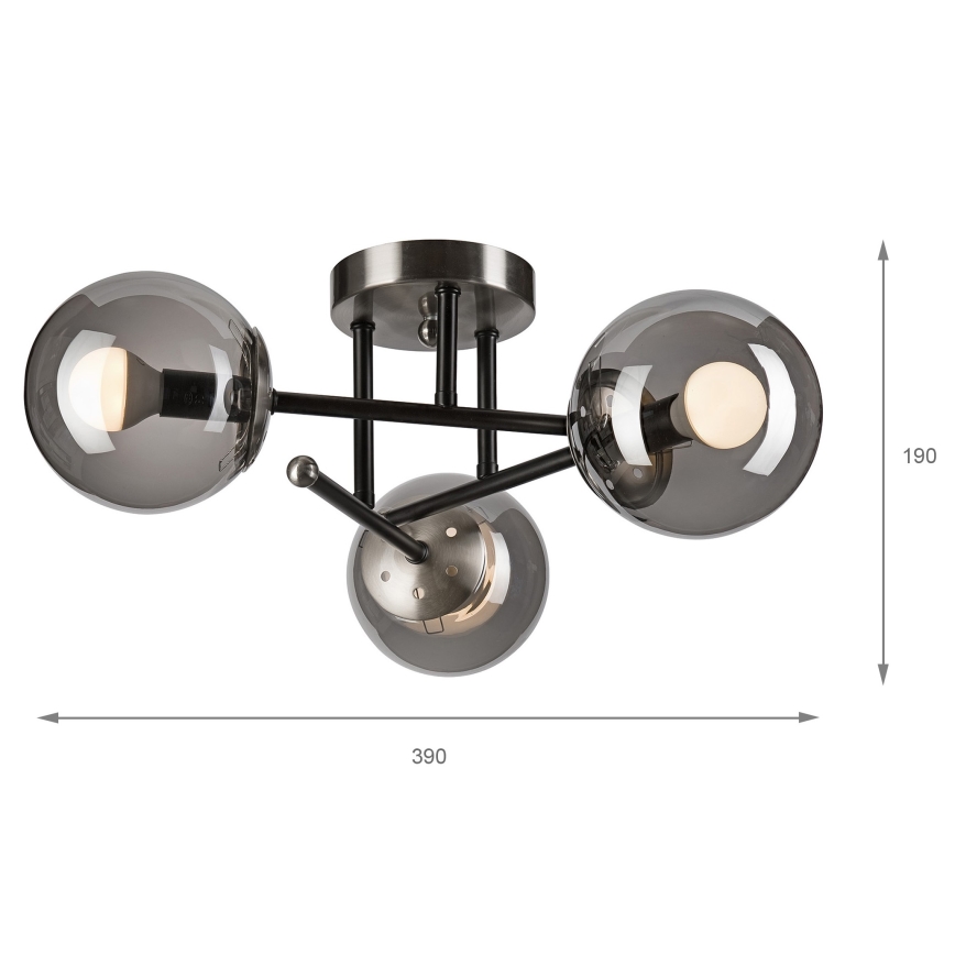 Plafonnier MALENA 3xE14/5W/230V noir/gris