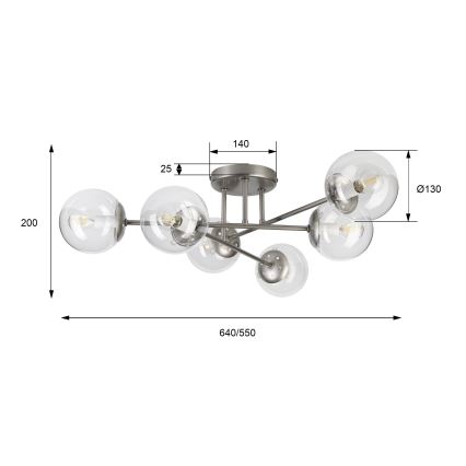 Plafonnier MALENA 6xE14/5W/230V chrome mat/transparent
