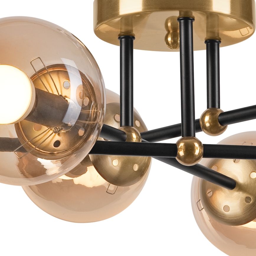Plafonnier MALENA 6xE14/5W/230V doré/noir/fumé beige