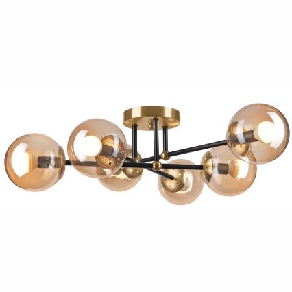 Plafonnier MALENA 6xE14/5W/230V doré/noir/fumé beige