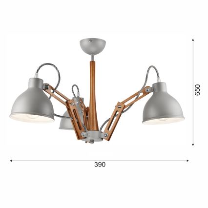Plafonnier MARCELLO 3xE27/60W/230V hêtre - certifié FSC