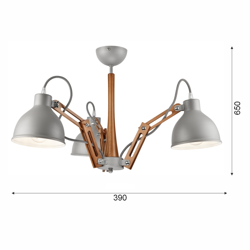 Plafonnier MARCELLO 3xE27/60W/230V hêtre - certifié FSC