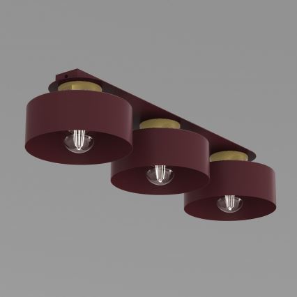 Plafonnier MARTI 3xE27/15W/230V 68x20,5 cm bordeaux/doré