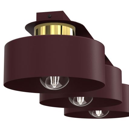 Plafonnier MARTI 3xE27/15W/230V 68x20,5 cm bordeaux/doré