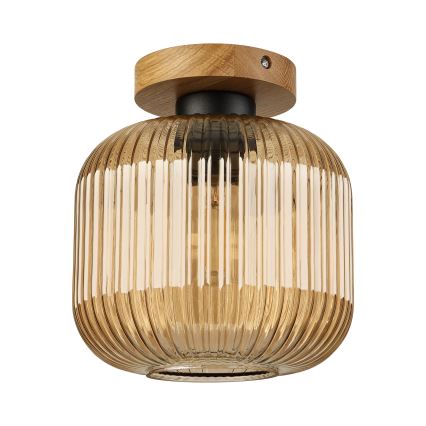 Plafonnier MILOU WOOD 1xE27/15W/230V chêne / beige fumé Ø 20 cm