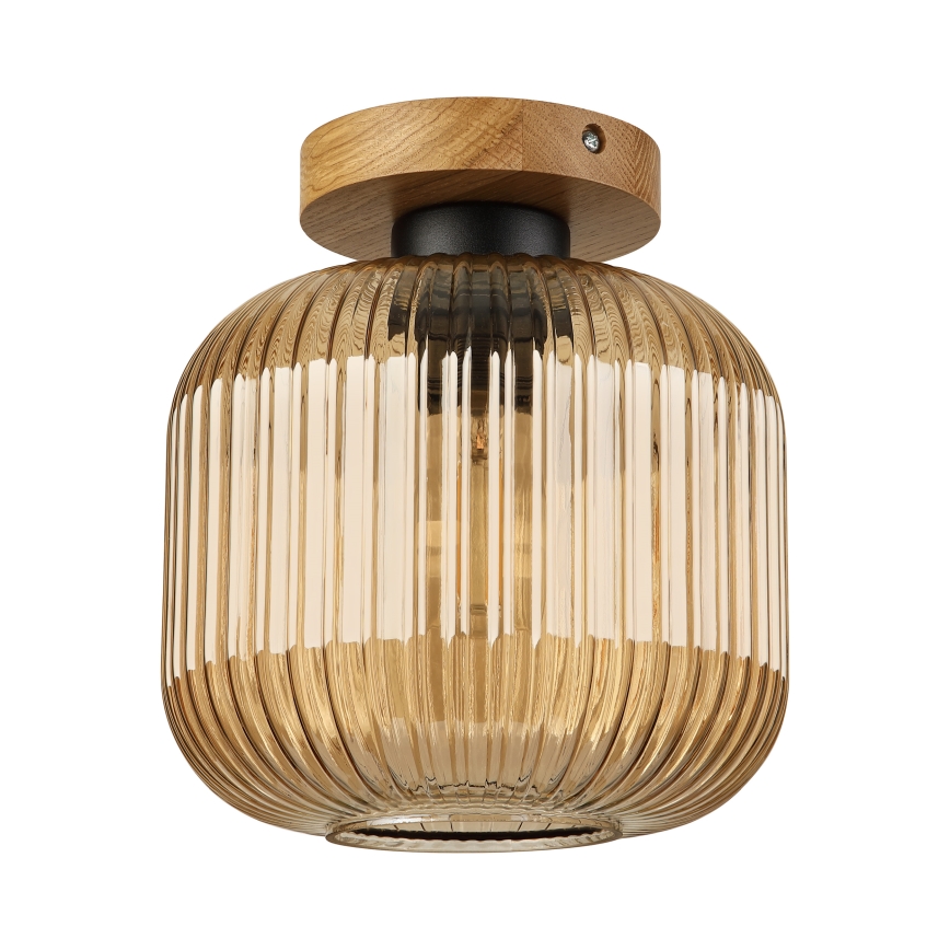 Plafonnier MILOU WOOD 1xE27/15W/230V chêne / beige fumé Ø 20 cm