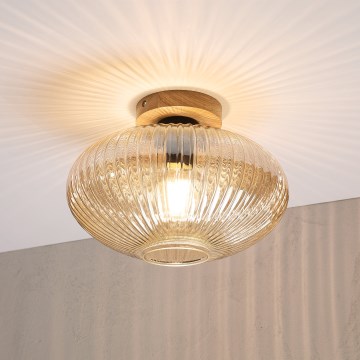Plafonnier MILOU WOOD 1xE27/15W/230V chêne/beige fumé Ø 29 cm