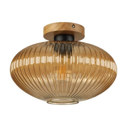Plafonnier MILOU WOOD 1xE27/15W/230V chêne/beige fumé Ø 29 cm