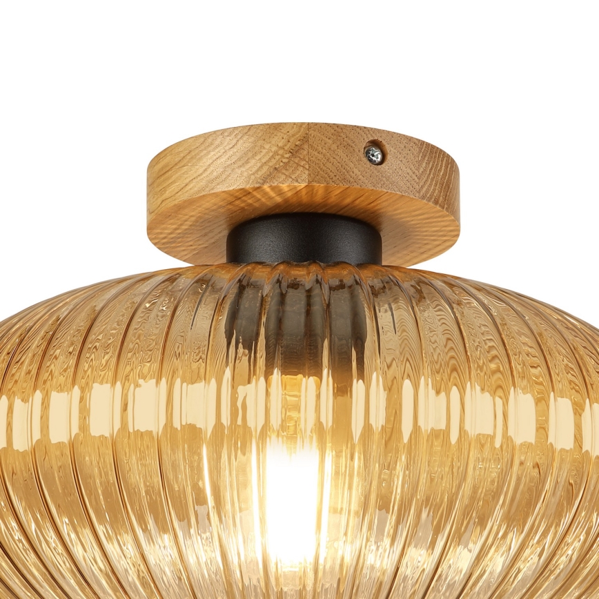 Plafonnier MILOU WOOD 1xE27/15W/230V chêne/beige fumé Ø 29 cm