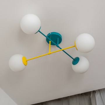 Plafonnier MOON 4xE27/15W/230V turquoise/jaune