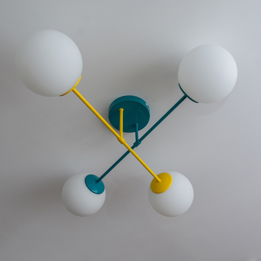 Plafonnier MOON 4xE27/15W/230V turquoise/jaune