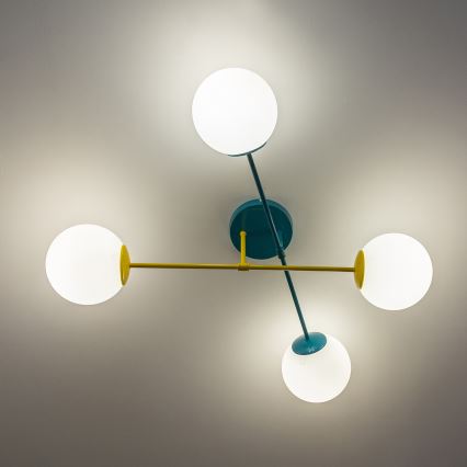 Plafonnier MOON 4xE27/15W/230V turquoise/jaune