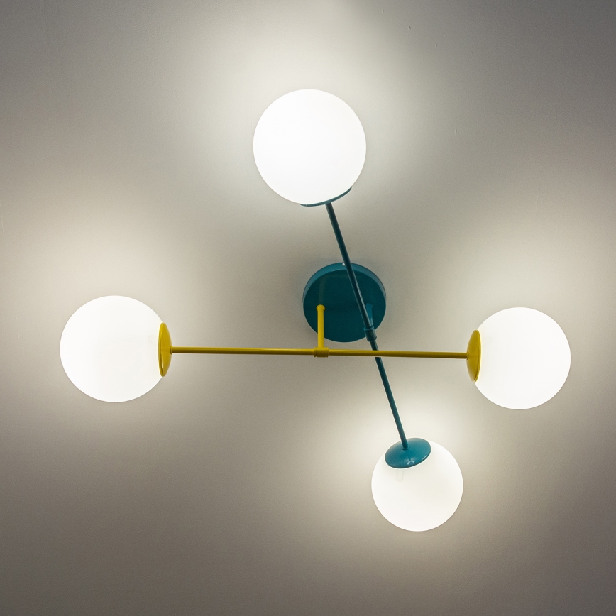 Plafonnier MOON 4xE27/15W/230V turquoise/jaune