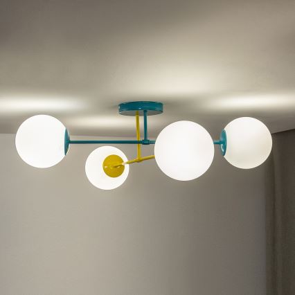 Plafonnier MOON 4xE27/15W/230V turquoise/jaune