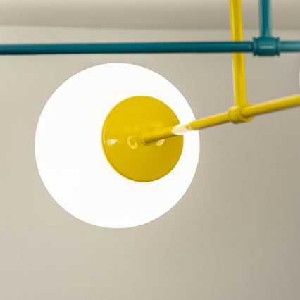 Plafonnier MOON 4xE27/15W/230V turquoise/jaune