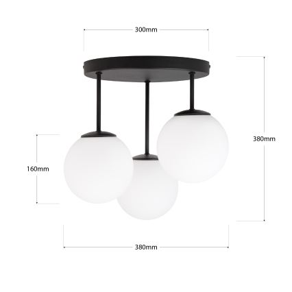 Plafonnier MOONLIGHT 3xE27/15W/230V noir