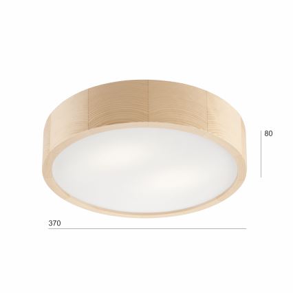 Plafonnier NATURAL 2xE27/60W/230V Ø 37,5 cm en pin