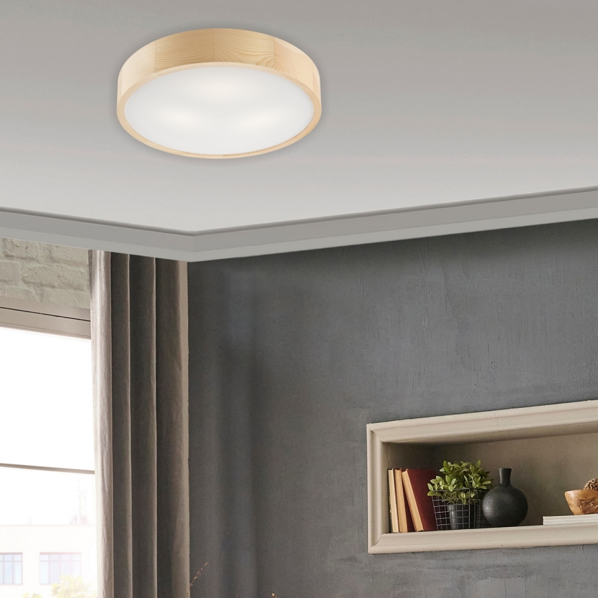 Plafonnier NATURAL 3xE27/60W/230V, Ø 47,5 cm, en pin