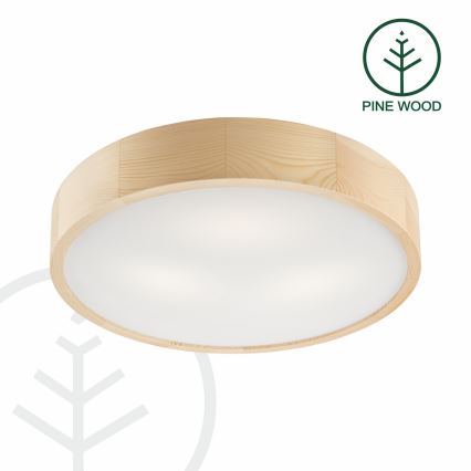 Plafonnier NATURAL 3xE27/60W/230V, Ø 47,5 cm, en pin