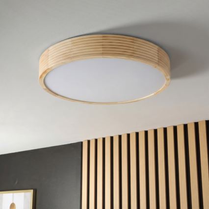 Plafonnier NATURAL MODERN 3xE27/15W/230V, Ø 47,5 cm, en pin