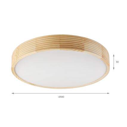 Plafonnier NATURAL MODERN 4xE27/15W/230V, Ø 58 cm, en pin