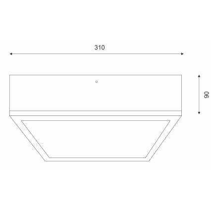 Plafonnier NATURAL SQUARE 2xE27/15W/230V 31x31 cm pin/blanc