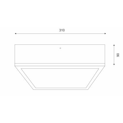 Plafonnier NATURAL SQUARE 2xE27/15W/230V 31x31 cm pin/noir