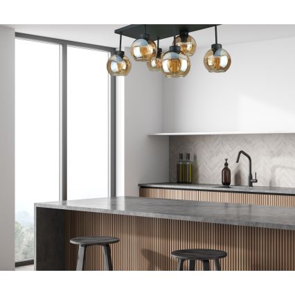 Plafonnier NESSA 6xE27/60W/230V noir/fumé beige