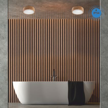 Plafonnier de salle de bain OAK 2xE27/15W/230V IP54 chêne ø 27 cm
