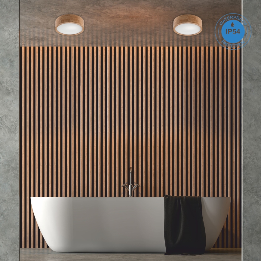 Plafonnier de salle de bain OAK 2xE27/15W/230V IP54 chêne ø 27 cm