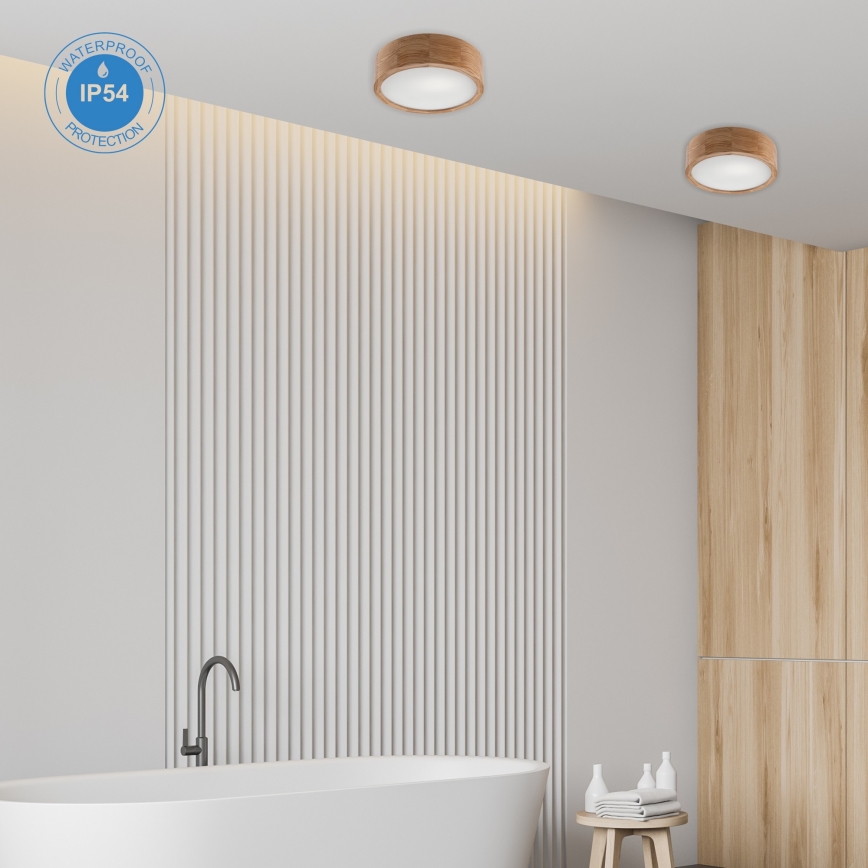 Plafonnier de salle de bain OAK 2xE27/15W/230V IP54 chêne ø 27 cm