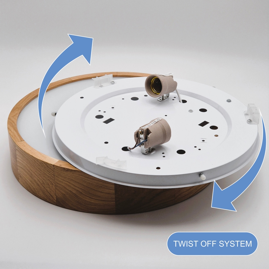 Plafonnier OAK 2xE27/60W/230V chêne ø 37,5 cm