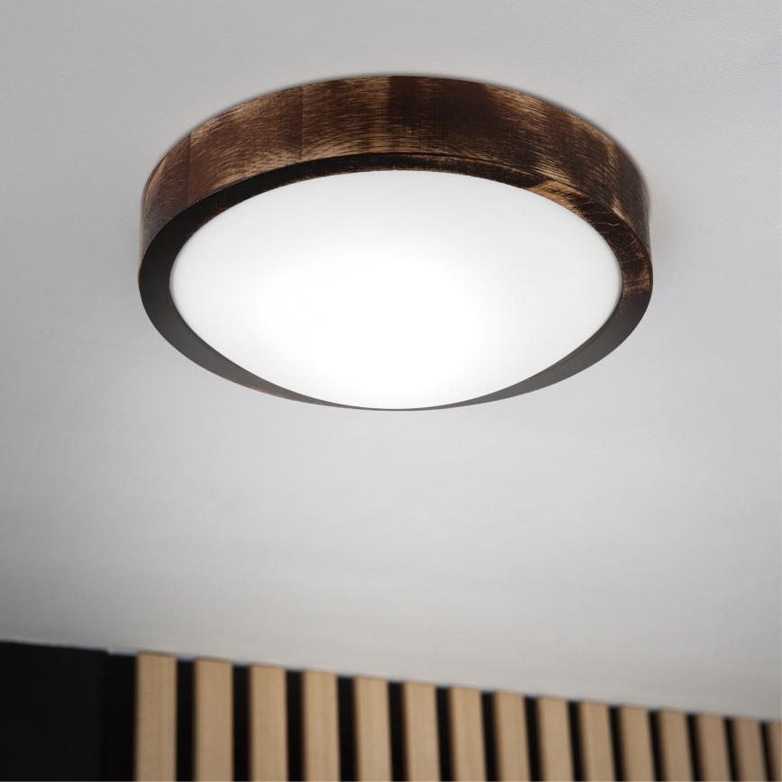 Plafonnier OAK SLIM 1xE27/15W/230V Ø 27 cm chêne/brun foncé