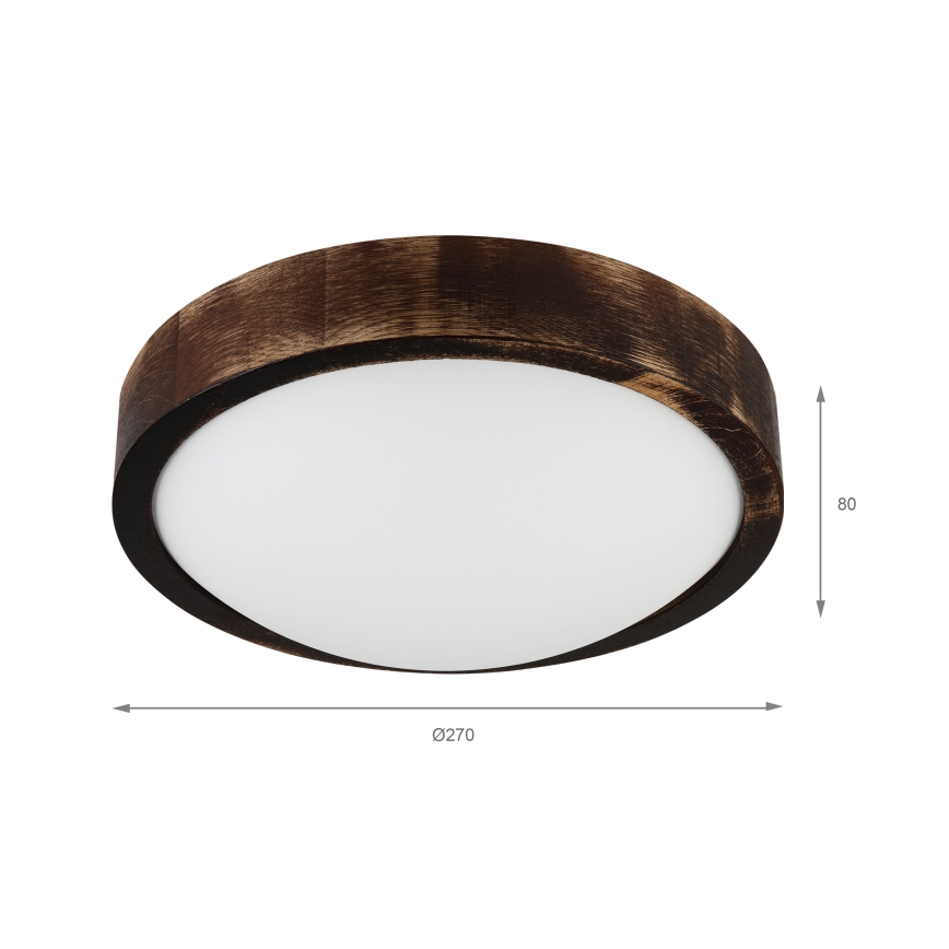 Plafonnier OAK SLIM 1xE27/15W/230V Ø 27 cm chêne/brun foncé