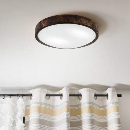 Plafonnier OAK SLIM 2xE27/15W/230V Ø 37 cm chêne / brun foncé