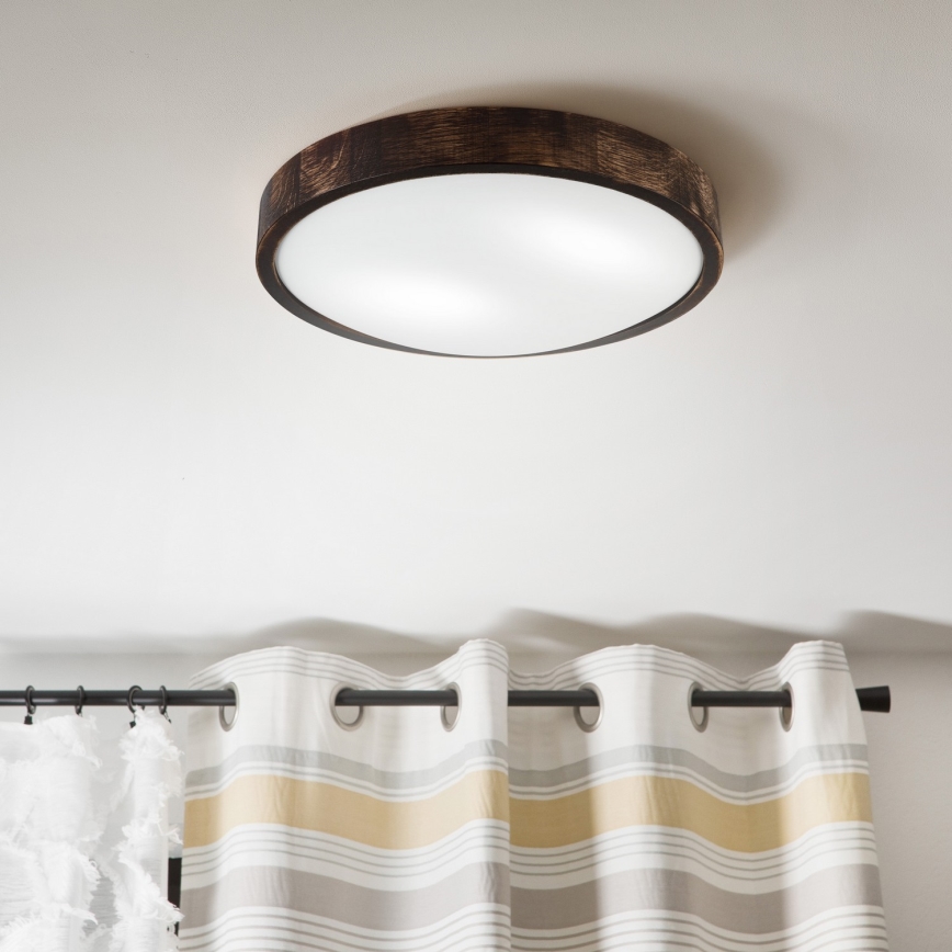Plafonnier OAK SLIM 2xE27/15W/230V Ø 37 cm chêne / brun foncé