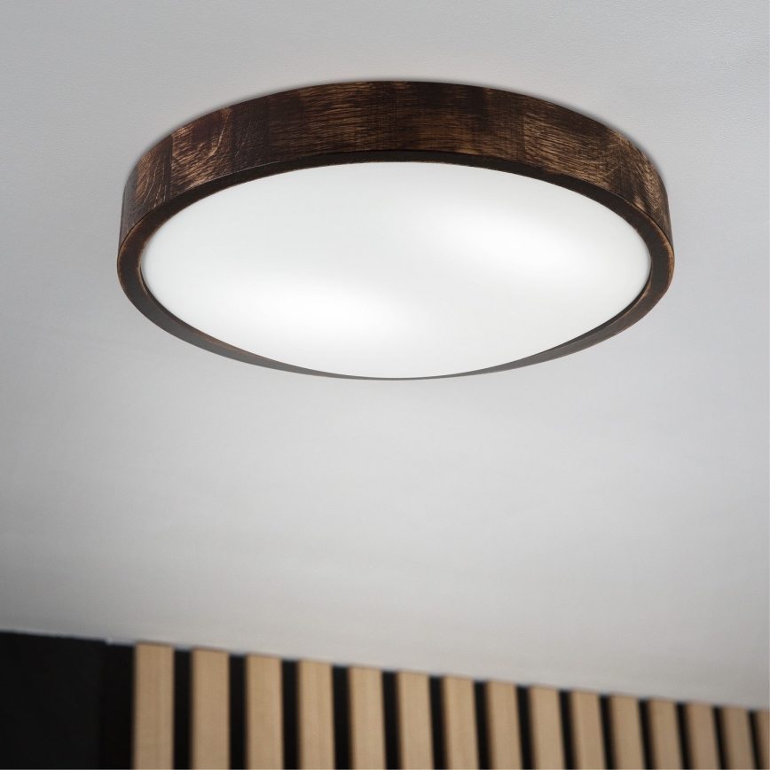 Plafonnier OAK SLIM 2xE27/15W/230V Ø 37 cm chêne / brun foncé