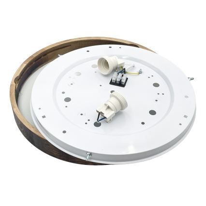 Plafonnier OAK SLIM 2xE27/15W/230V Ø 37 cm chêne / brun foncé