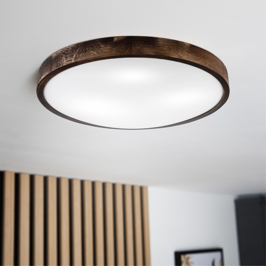Plafonnier OAK SLIM 3xE27/15W/230V Ø 47 cm chêne/brun foncé
