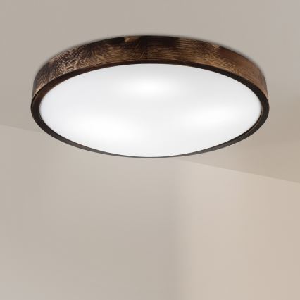 Plafonnier OAK SLIM 3xE27/15W/230V Ø 47 cm chêne/brun foncé
