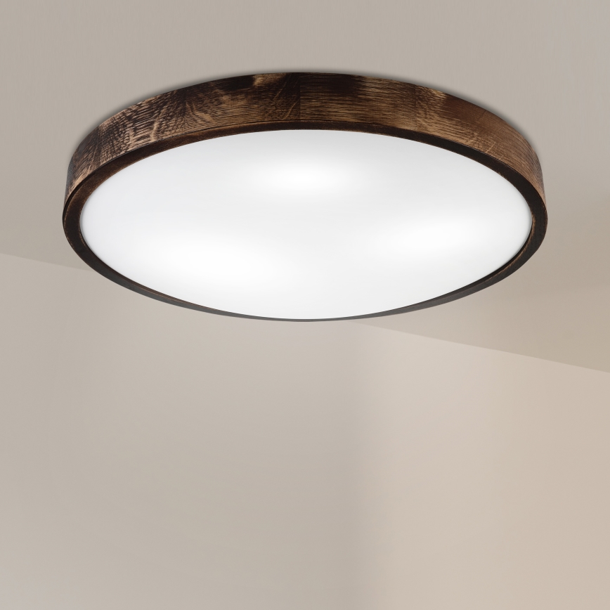 Plafonnier OAK SLIM 3xE27/15W/230V Ø 47 cm chêne/brun foncé