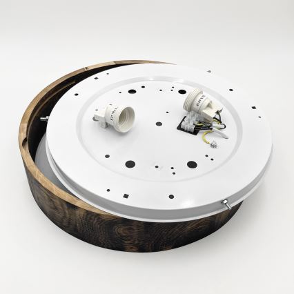 Plafonnier OAK SMOKY 2xE27/15W/230V ø 37,5 cm chêne/marron foncé