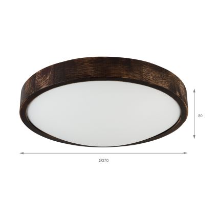 Plafonnier OAK SMOKY SLIM 2xE27/15W/230V Ø 37 cm chêne / brun foncé