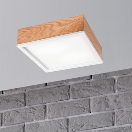 Plafonnier OAK SQUARE 2xE27/15W/230V 31x31 cm chêne/blanc