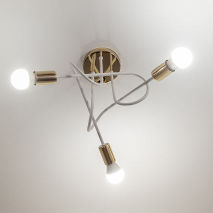 Plafonnier OXFORD 3xE27/15W/230V doré/blanc